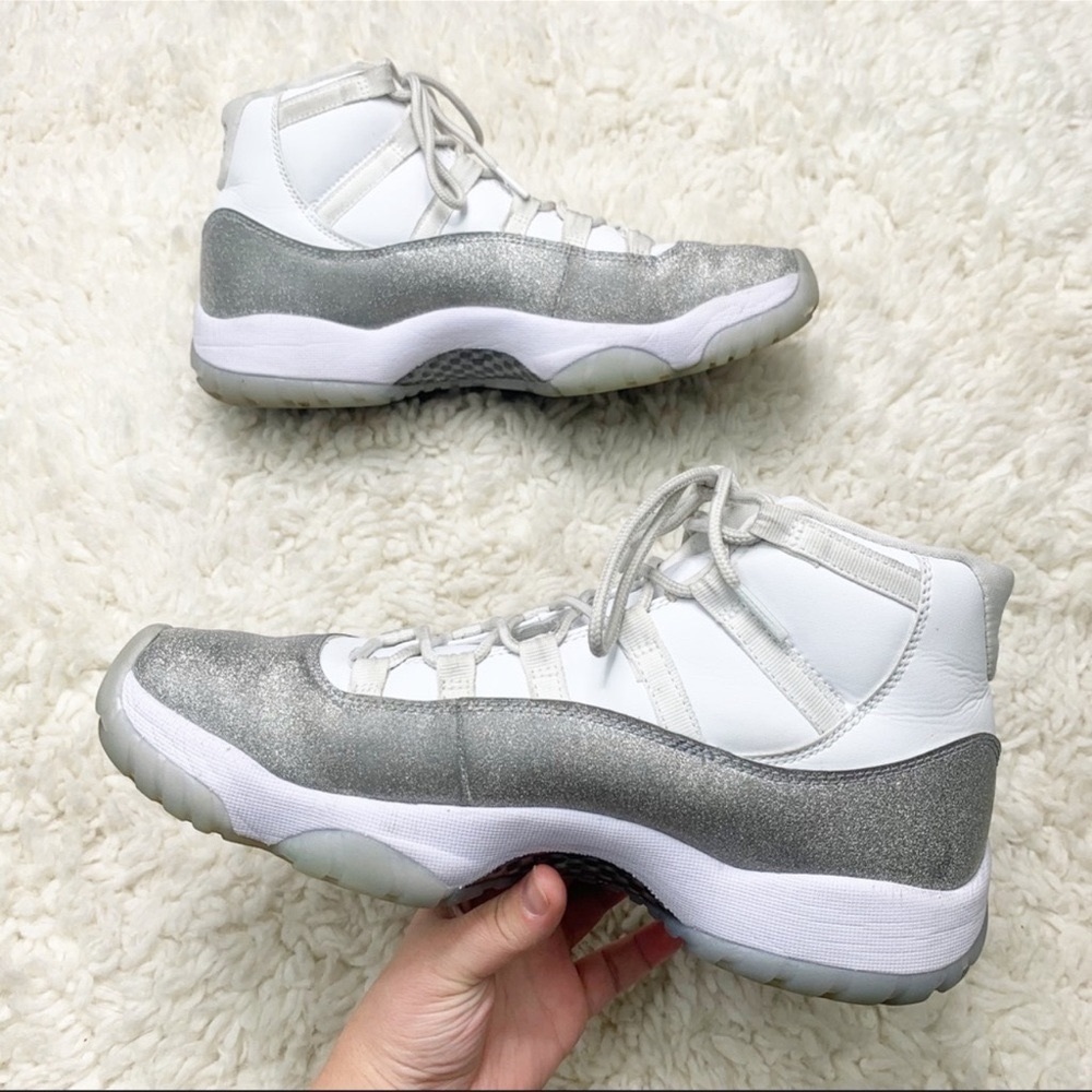 Air Jordan 11 Retro White Metallic Silver Sneakers woman’s size 11